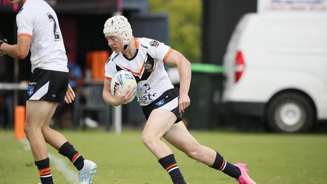 Elijah Mears in action for the Macarthur Wests Tigers against the North Coast Bulldogs during round two of the Andrew Johns Cup at Kirkham Oval, Camden, 10 February 2024. Picture: Warren Gannon Photography