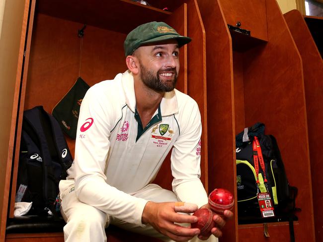 Australia's Nathan Lyon in the dressing rooms after his 10 wickets for the match guiding Australia to victory on Day 4 of the Sydney Test match between Australia and New Zealand at the SCG. Picture. Phil Hillyard