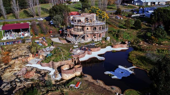 Francis Shepherd and Christina Kent’s castle under construction at Geeveston. Picture: CHRIS KIDD