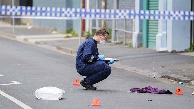 An item of clothing was left in the street following the shooting. Picture: AAP Image/Ellen Smith