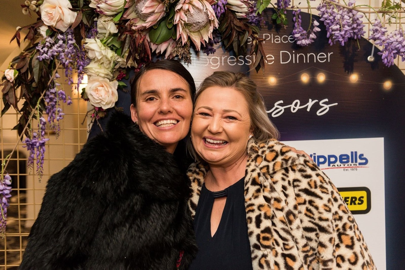 All smiles are (from left) Tiff Spary and Rachel Rhode as part of the Protea Place Progressive Dinner in the CBD.