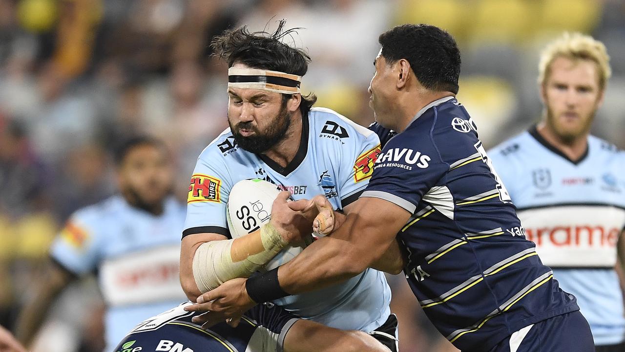 Cronulla Sharks’ Aaron Woods opted to stay in Sydney after the birth of his second child. Picture: Getty Images.