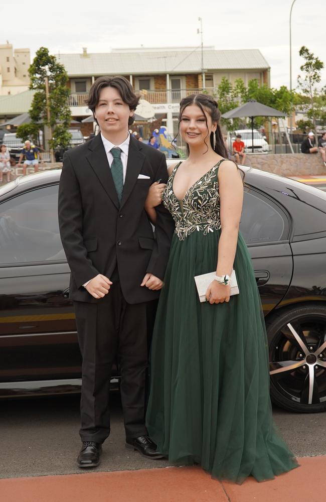 Scout Burton and Jackson Vidovic arriving at the 2023 Kingaroy State High School formal.