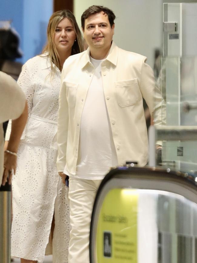 David Sharaz and Brittany Higgins pictured at Brisbane Airport before moving to live in France last month. Picture: Backgrid/news.com.au