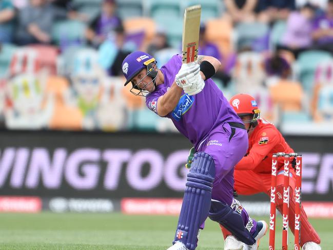 Ben McDermott of the Hurricanes bats during the Big Bash League match against the Melbourne Renegades.