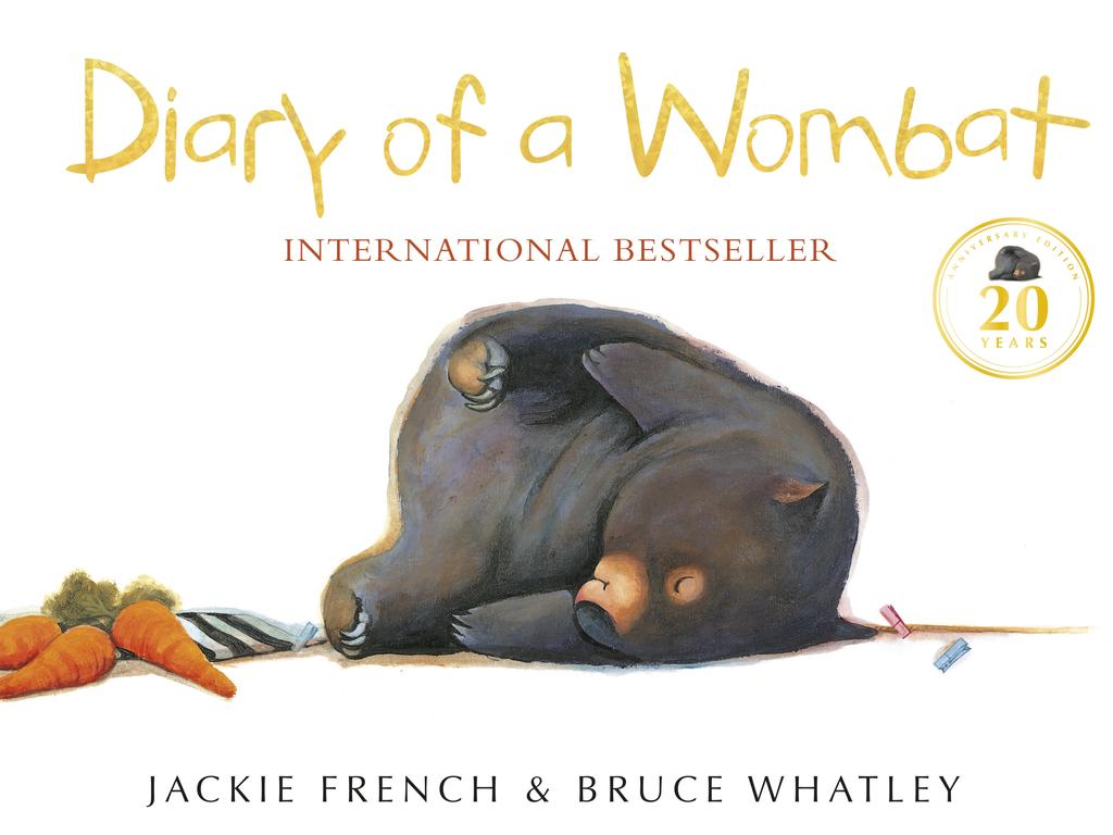 Author of children’s classic Diary of a Wombat book cover, Jackie French lives 100km from her favourite bookshop at the National Library in Canberra. Picture: HarperCollins/supplied