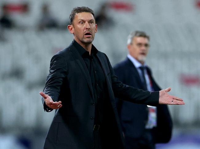 Socceroos manager Tony Popovic has the side sitting second in qualifying, but only just. Picture: Christopher Pike/Getty Images