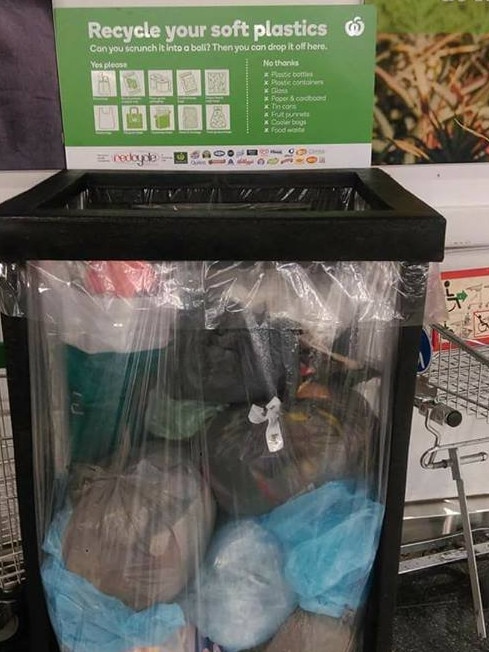 A REDcycle bin outside Woolies before the collapse. Picture: News Regional Media