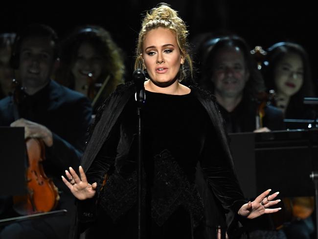 Adele stops the show. Picture: Kevin Winter/Getty Images for NARAS