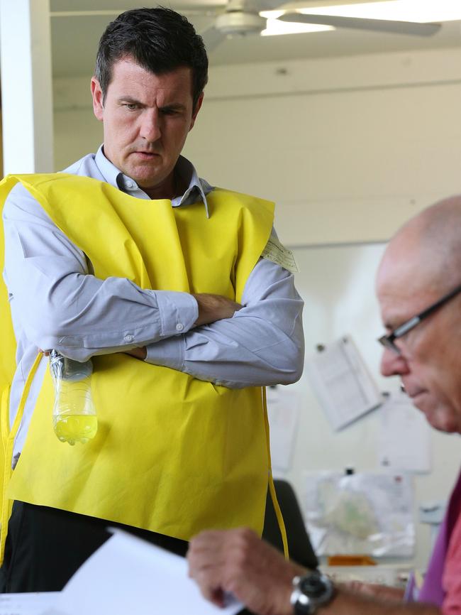 Gaven LNP candidate Sid Cramp (yellow vest) is looking on course to win the seat in what would be a severe blow to Labor’s hopes of forming majority government. Picture: Glenn Hampson