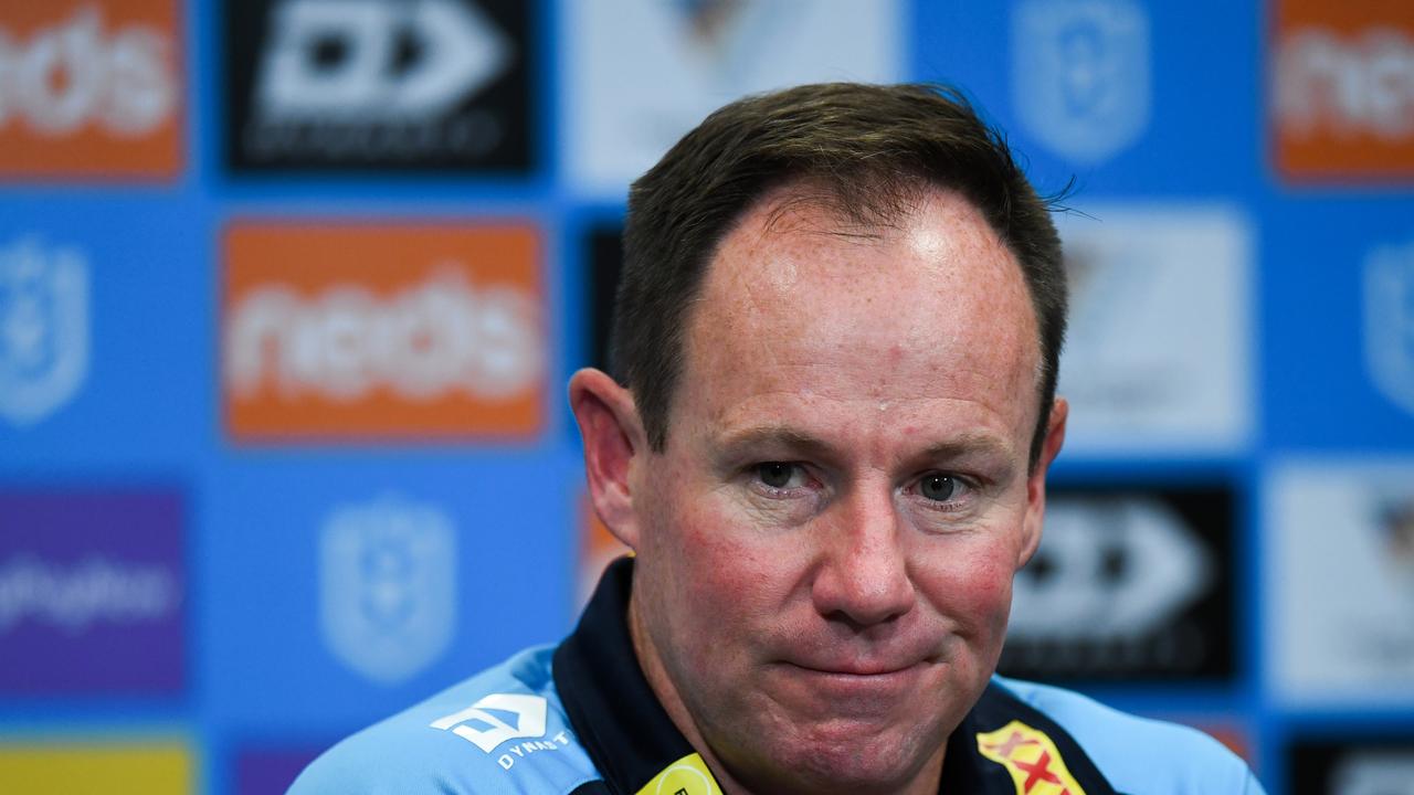 Gold Coast Titans Coach Justin Holbrook was fired up about the referees following the loss to Parramtta. Picture: NRL Photos