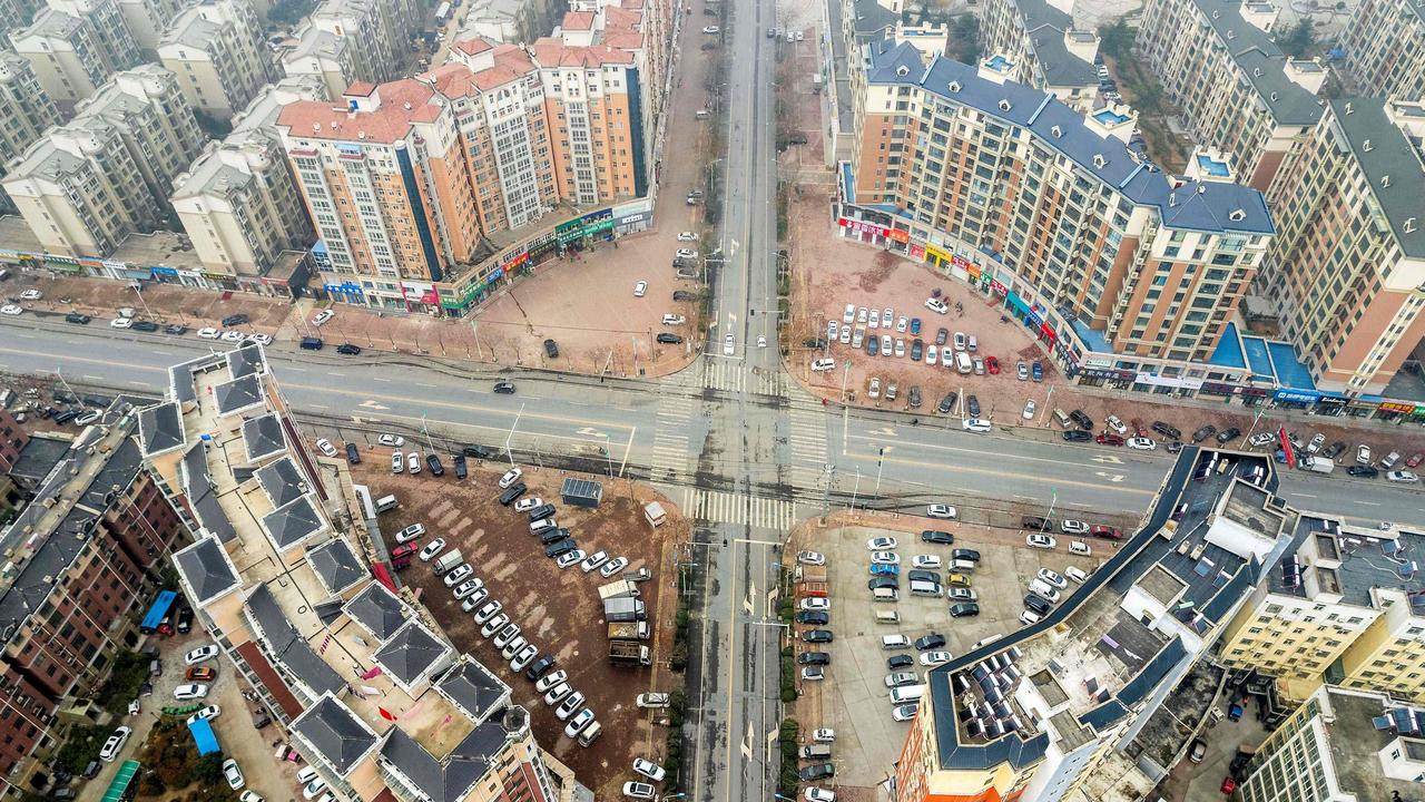 Nearly empty roads in an area closed off and restricted due to a Covid outbreak in Anyang, central China. Picture: AFP