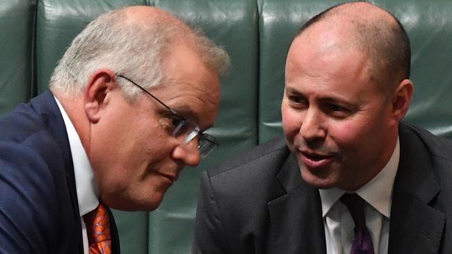 The former Liberal leadership team of Scott Morrison and Josh Frydenberg. Picture: Getty Images