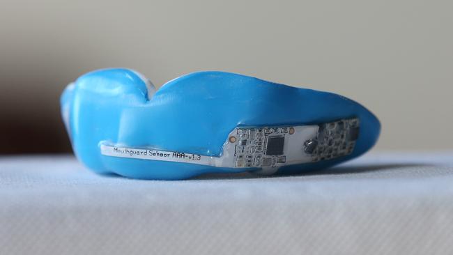 The mouthguard developed by Australian company Hit IQ. Picture: Michael Klein