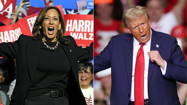 US Vice-President and Democratic presidential candidate Kamala Harris at a campaign rally in Rankin, Pennsylvania, and former US president and Republican presidential candidate Donald Trump dances on stage after speaking at a campaign rally in Pittsburgh, Pennsylvania. Picture: AFP