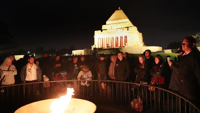 The 2022 Anzac Day Dawn Service at the Shrine of the Remembrance in Melbourne. Picture: David Crosling