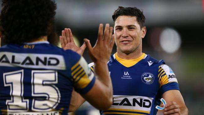 Mitchell Moses played his best game of the year, proving he has one of the best kicking games in the competition. Picture: Getty Images.