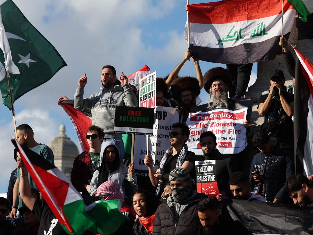 Protesters fill Trafalgar Square during 'March For Palestine', part of a pro-Palestinian national demonstration, in London on October 14. Picture: AFP