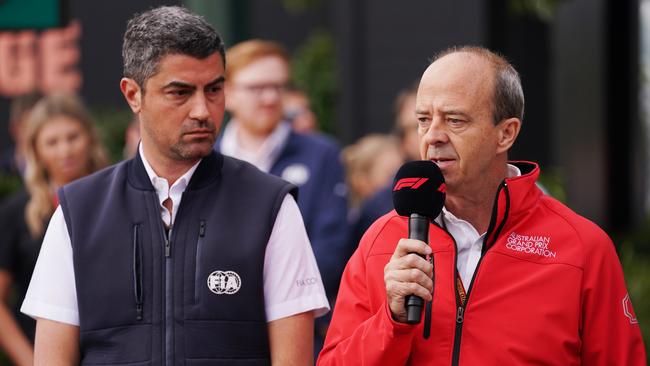 Michael Masi (left) has come under heavy fire. (AAP Image/Michael Dodge)