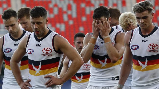 The Adelaide Crows will go an entire year without singing the team song after recording their 12th consecutive AFL loss on Saturday.