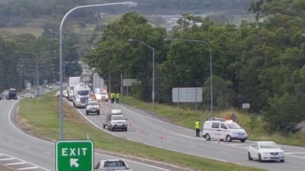 The left lane of the Warrego Highway heading east is closed. Picture: Contributed