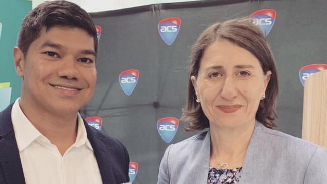 Zaki Ameer with former NSW Premier Gladys Berejiklian. Picture: Zaki Ameer's Instagram page