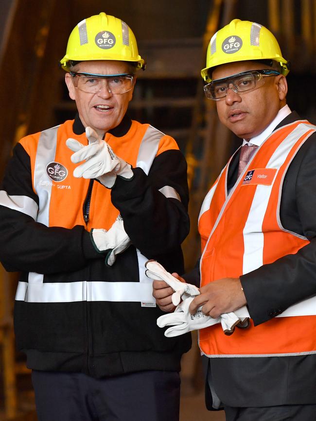 Labor leader Bill Shorten with Sanjeev Gupta at the steelworks in Whyalla on Wednesday. Picture: AAP / Darren England