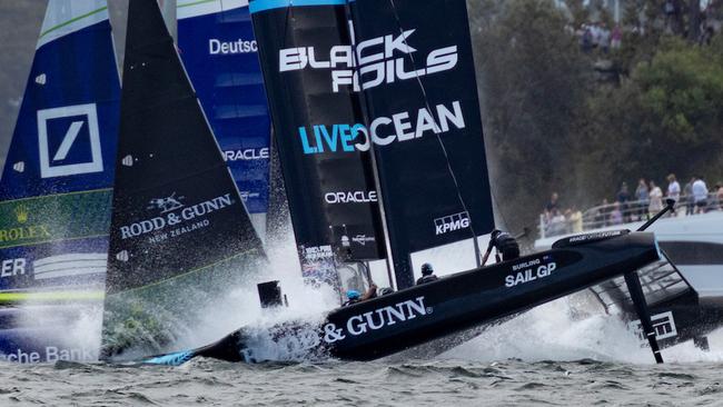 New Zealand SailGP Tcrew nosedive on a day to forget in Sydney. Picture: Felix Diemer/SailGP