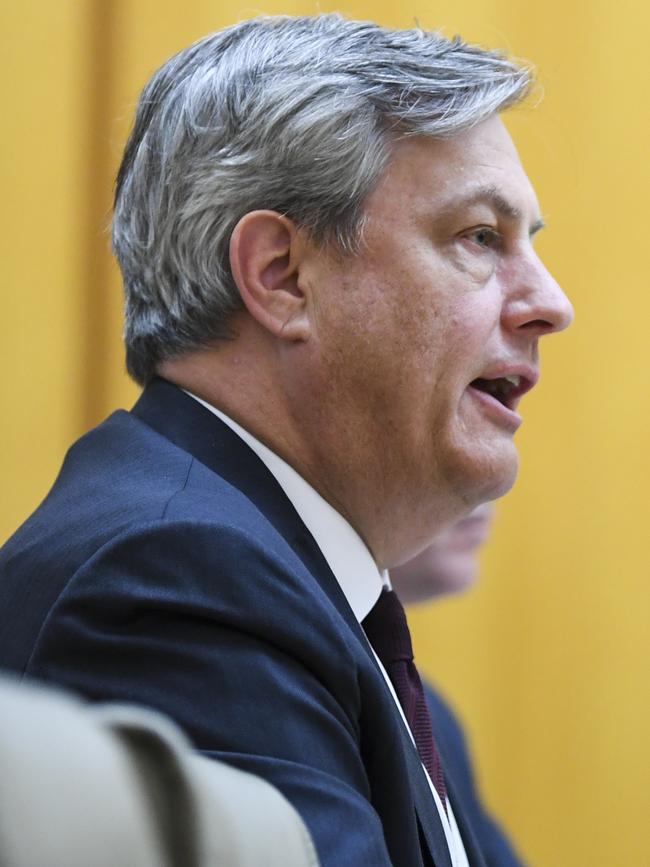 Westpac CEO Brian Hartzer speaks during a hearing of the House Economics Committee at Parliament House in Canberra earlier this month. Picture: AAP