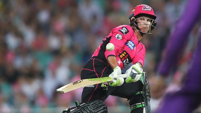 Sixers' Josh Philippe reverse sweeps during BBL match between the Sydney Sixers and Hobart Hurricanes at the SCG. Picture: Phil Hillyard