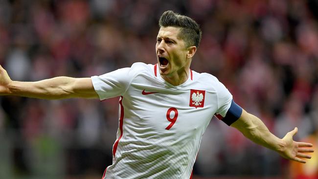 Poland captain Robert Lewandowski welcomed the Polish football federation decision not to play Russia in their World Cup playoff next month. Picture: AFP