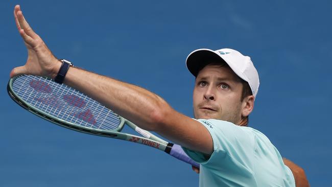 Hubert Hurkacz is on the march in his quarter final against Daniil Medvedev. Picture: Michael Klein