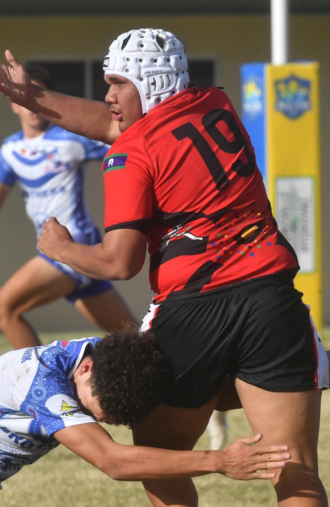 Cowboys Cup Schoolboys Football at Kern Brothers Drive. Ignatius Park College against Kirwan SHS (black). Picture: Evan Morgan