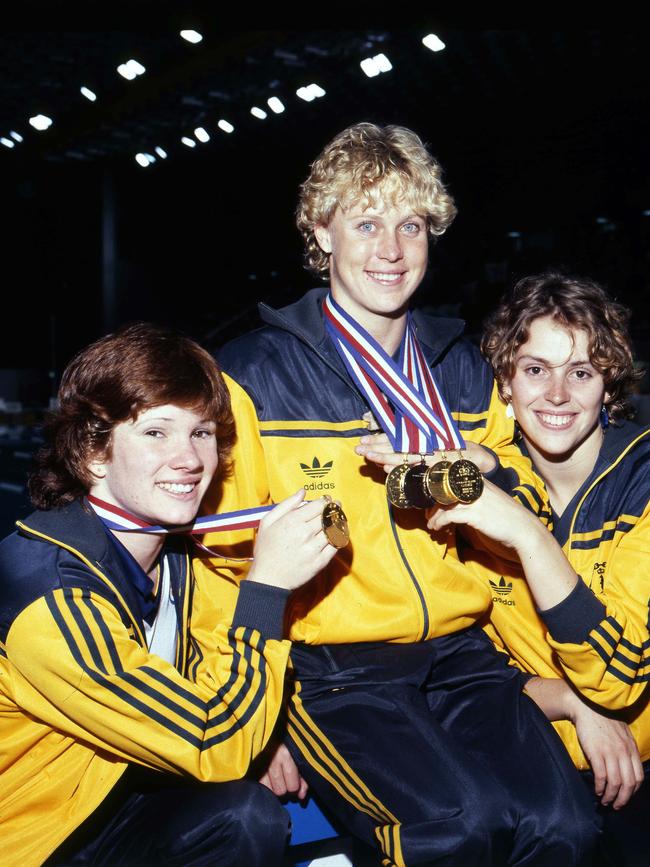 Star swimmers Tracey Wickham with two gold medals, Lisa Curry with three gold medals and Lisa Forrest with two gold medals.