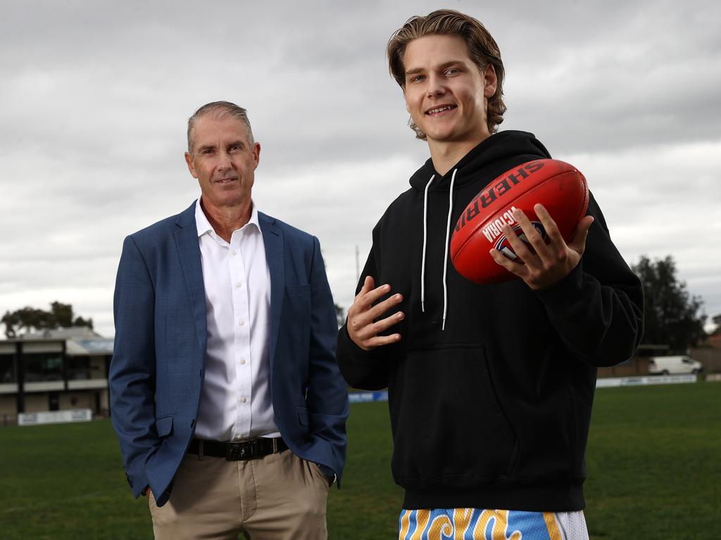 Will Ashcroft (right) has followed in his father Marcus’ steps by playing for the Brisbane Lions. Picture by Michael Klein