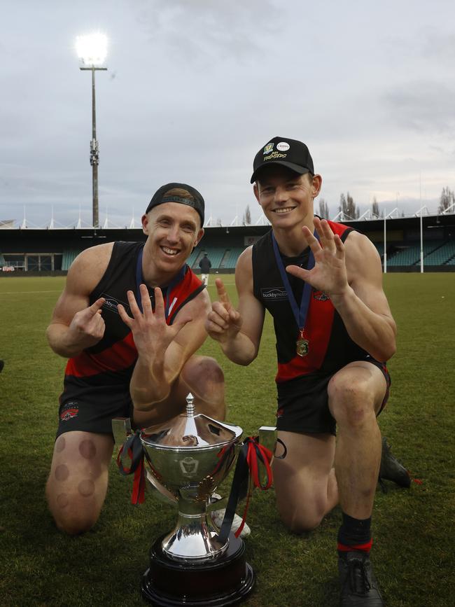 Brad Cox-Goodyer and Jack Avent North Launceston. TSL grand final 2024 - North Launceston V Lauderdale. Picture: Nikki Davis-Jones