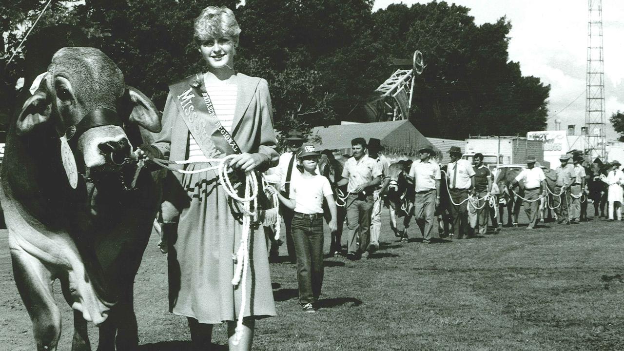 Miss Showgirl Kerri Kapernick leads the grand parade at the Bundaberg Show, 1984. Photo: NewsMail