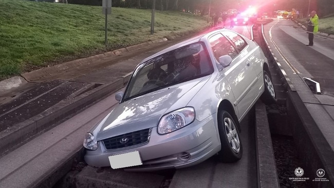 An elderly driver drove on to the O-Bahn track at the Paradise Interchange, off Darley Road, just before 6.30am on Wednesday morning, July 10. Picture: SA Police