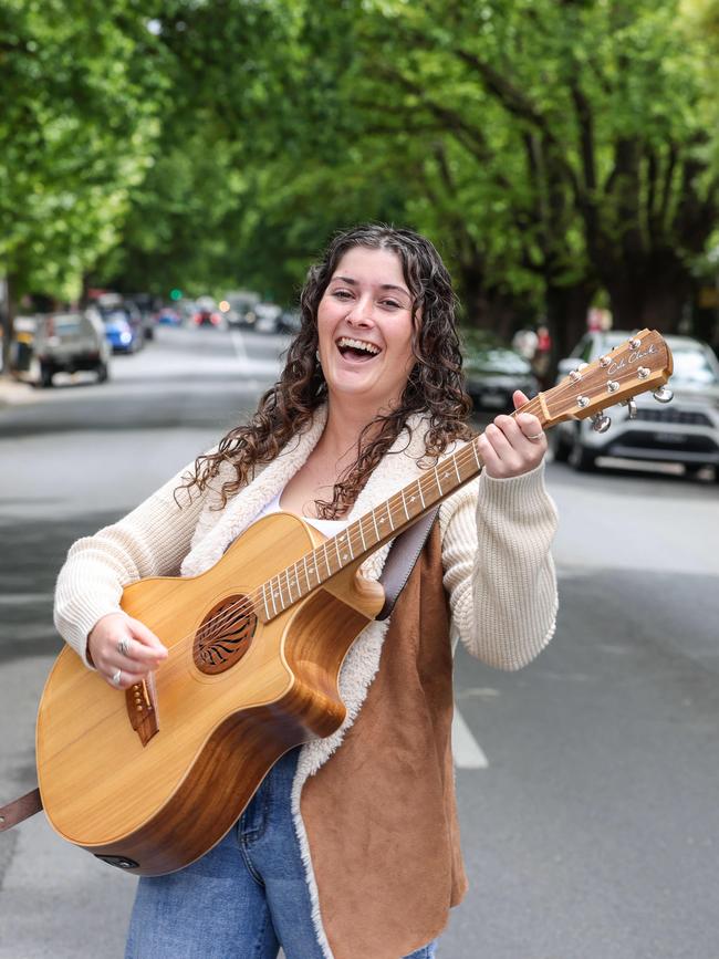 Kaelin Haimes has been hooked on the guitar and singing since getting her first instrument aged six. Picture: Russell Millard Photography