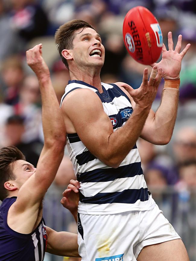 Hawkins on the field for Geelong.