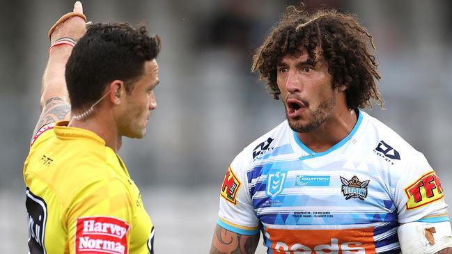 Titans' Kevin Proctor gets his marching orders at Kogarah Oval. Picture. Phil Hillyard