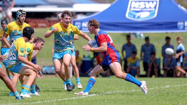 Cody Baker in action for the Newcastle-Maitland Region Knights against the Northern Rivers Titans during round one of the Andrew Johns Cup. Picture: DC Sports Photography.