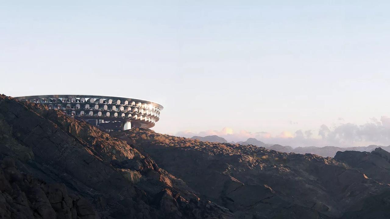Birds’ eye view. The full extent of Saudi Arabia’s NEOM megaproject – including the 170km long skycrapercity, The Line, will be visible from the Trojena mountain resort. Picture: NEOM
