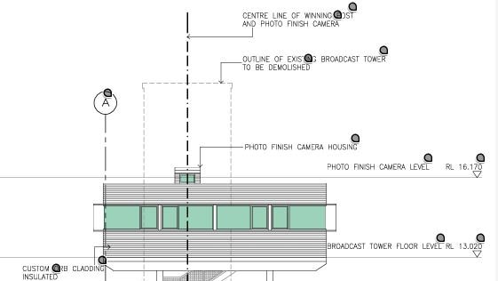 The artist's impression from the southern aspect of the proposed elevated broadcast tower to replace the existing one at Coffs Harbour Racing Club in Howard Street, Coffs Harbour.