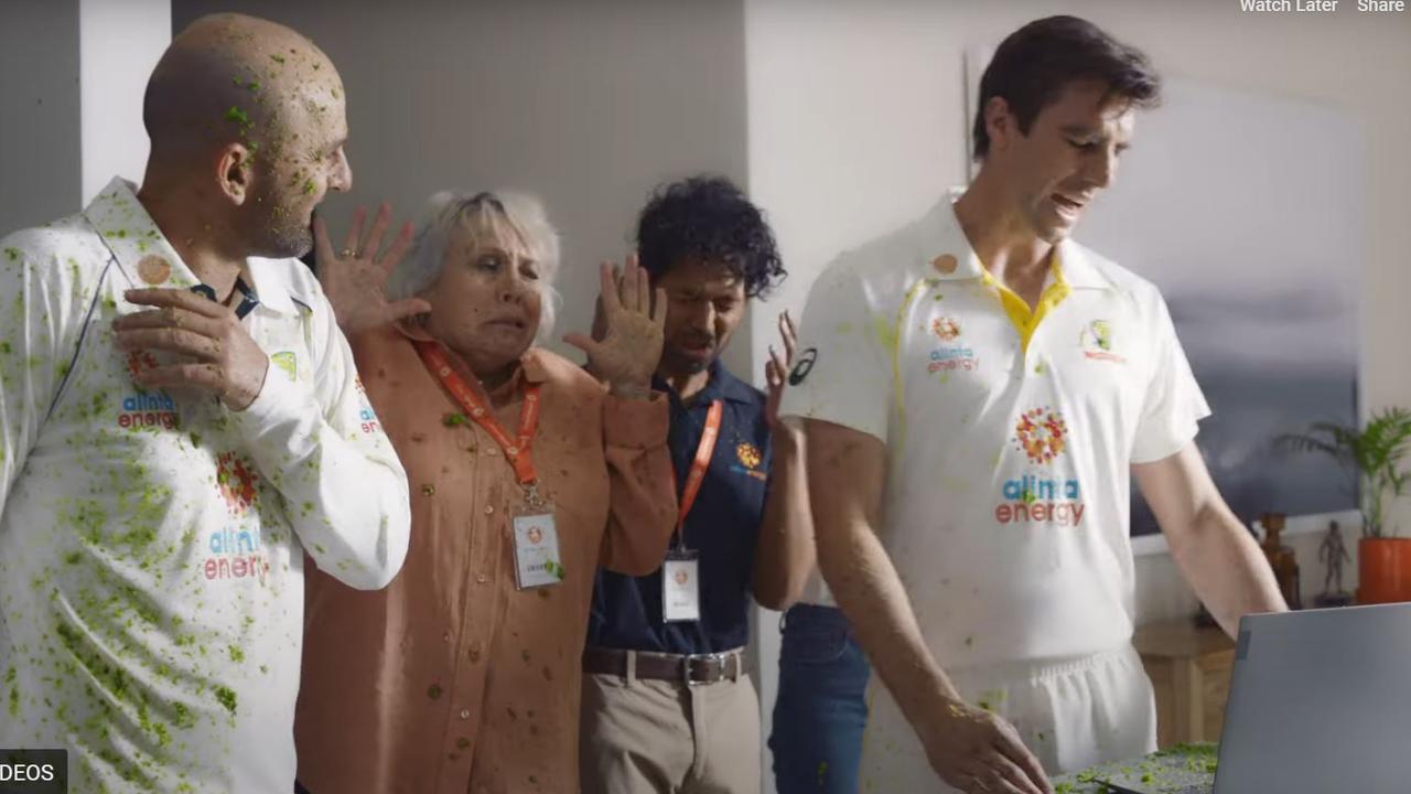 Screengrabs of Australian Cricket captain Pat Cummins in an ad for Alinta Energy