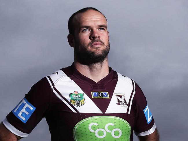 Nate Myles during the Manly rugby league team new sponsor announcement and 70 year celebration at Freshwater Surf Life Saving Club, Sydney. Pic Brett Costello