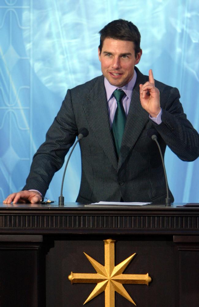 Actor Tom Cruise speaks during the inauguration of the Church of Scientology in Madrid 2004. Picture: Pierre-Philippe Marcou/AFP