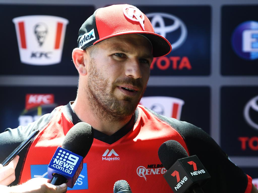 Aaron Finch and the boys were interrupted before the game.