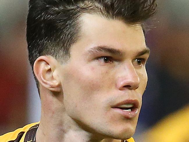 AFL Round 8. 11/05/2018.  Hawthorn v Sydney at the MCG.  Hawthorn's Jaeger O'Meara   . Pic: Michael Klein