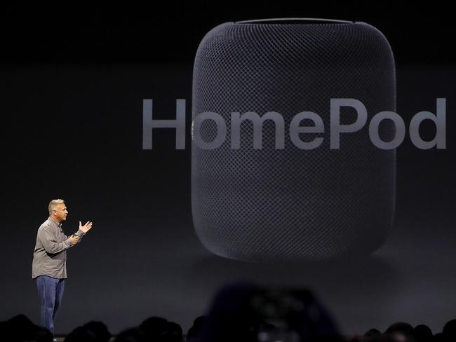 Apple's Senior Vice President of Worldwide Marketing Phil Schiller introduces the HomePod. Picture: Justin Sullivan/Getty Images